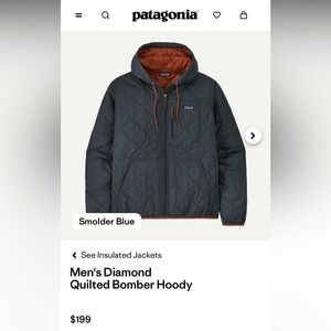Patagonia Men's Diamond Quilted Bomber Hoody - Smolder green